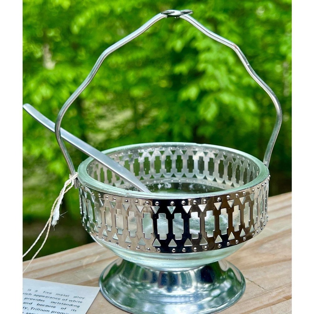 Vintage Towle Trillium Jam Server – Silver-Plated Condiment Dish & Spoon – NOS